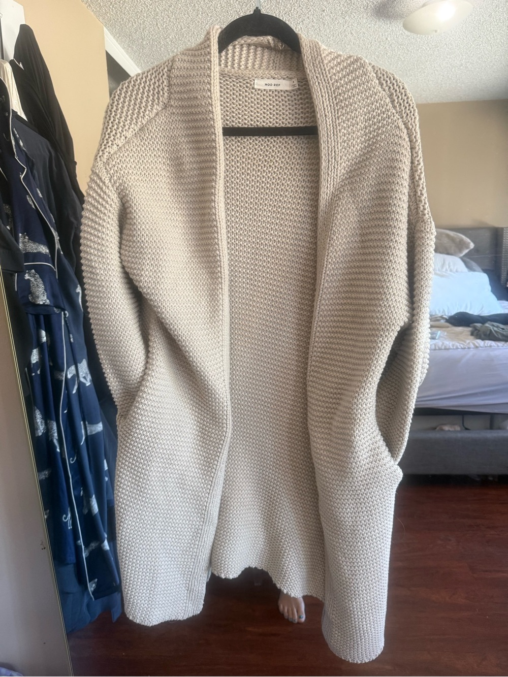Mod Ref Chunky Open-Front Knit Cardigan - Beige